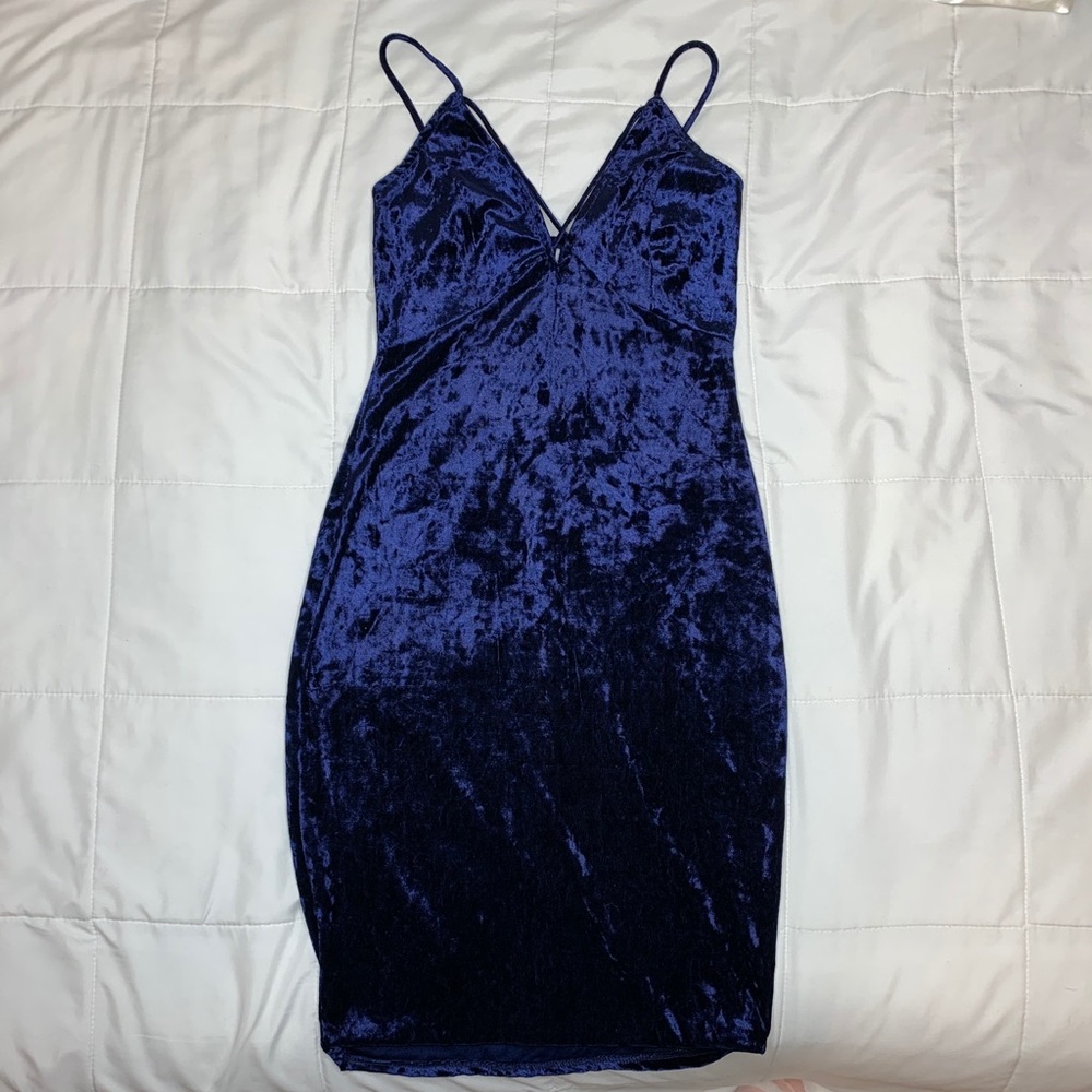 Navy Blue Velvet Dress
